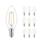 Confezione Multipack 10x Philips Corepro LED Candela E14 Filamento Chiara 2W 250lm - 827 Bianco Molto Caldo | Sostitutiva 25W